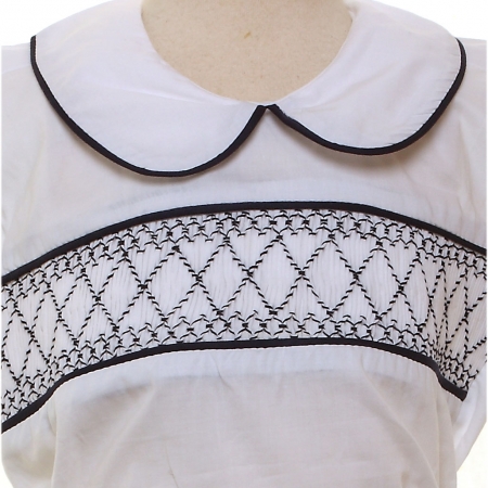 Baby Boys George White Navy Smocked Romper #2