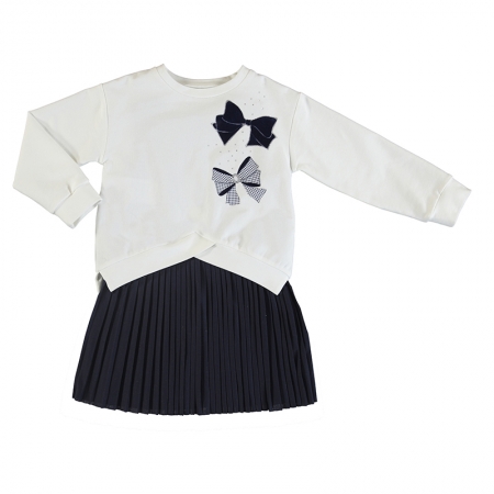 Mayoral Girls 2 Piece Navy Dress With Ivory Pullover