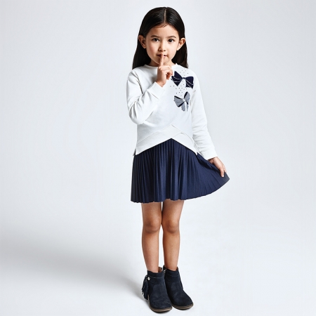 Mayoral Girls 2 Piece Navy Dress With Ivory Pullover #2