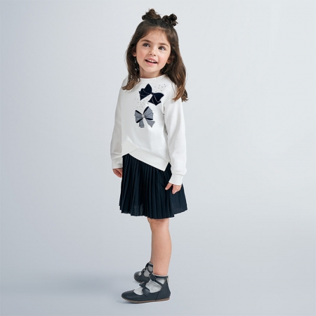 Mayoral Girls 2 Piece Navy Dress With Ivory Pullover #3