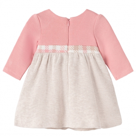 Mayoral Autumn Winter Baby Girls Pink Beige Dress With Hairband #2