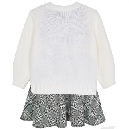 Mayoral Girls Ivory Jumper And Black Tartan Dress Set #2