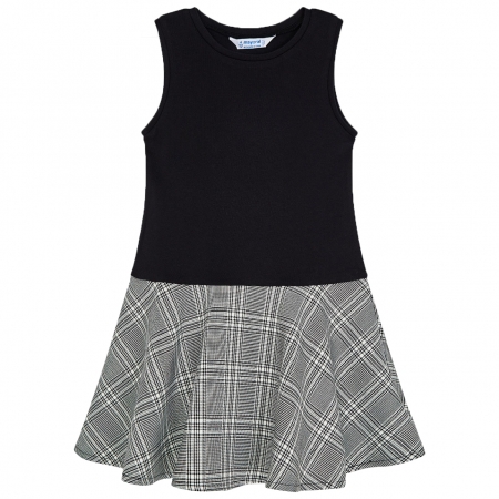 Mayoral Girls Ivory Jumper And Black Tartan Dress Set #4