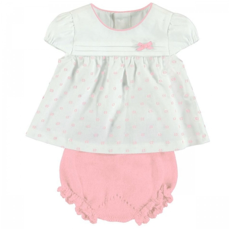 Sale Mayoral Baby Girls Off White Blouse Pink Bloomer Set