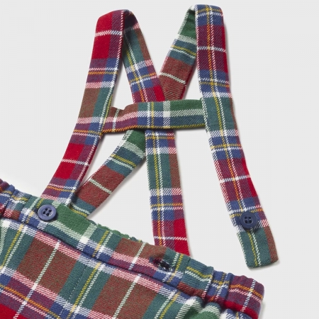 Mayoral Baby Boys Ivory Top Red Tartan H Braces Shorts Set #3