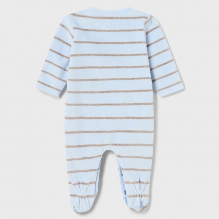 Mayoral Baby Boys Blue Footed Stripes Romper With Rabbit And Lion Appliques #3