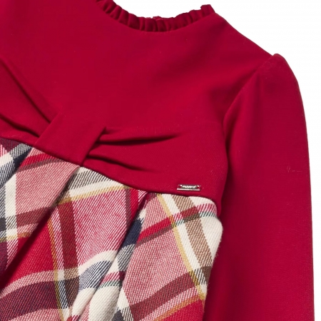 Mayoral Autumn Winter Baby Girls Red Top Plaid Dress #3