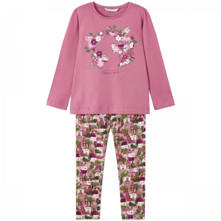 Mayoral Girls Dusky Pink Top Floral Leggings Set