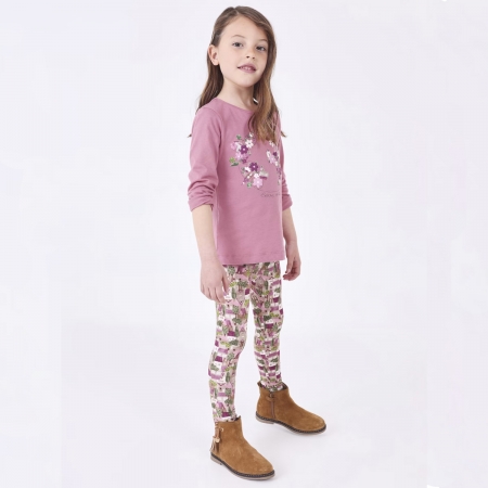 Mayoral Girls Dusky Pink Top Floral Leggings Set #5