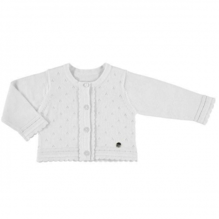 Mayoral Baby Girls White Soft Knit Cotton Cardigan