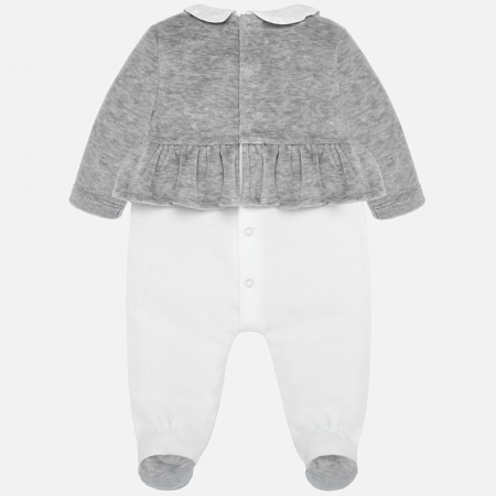 Mayoral Baby Girls Grey Off White One Piece Outfit Autumn Winter #2