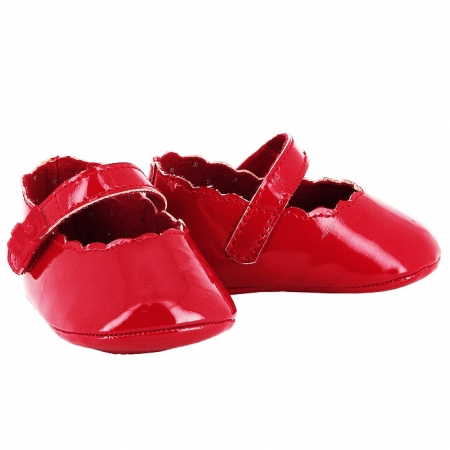 Mayoral Baby Girls Red Pram Shoes Scallop Pattern