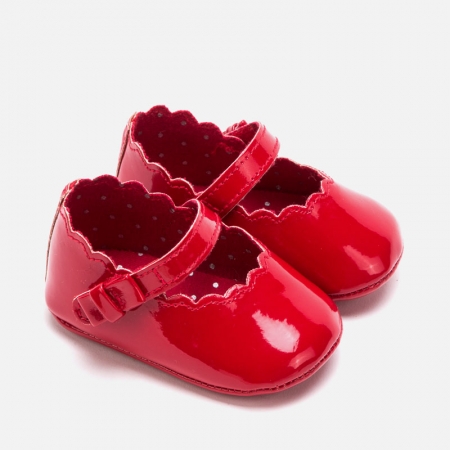Mayoral Baby Girls Red Pram Shoes Scallop Pattern #2