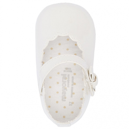 Mayoral Baby Girls Ivory Pram Shoes Scallop Pattern Velcro Fasten #2