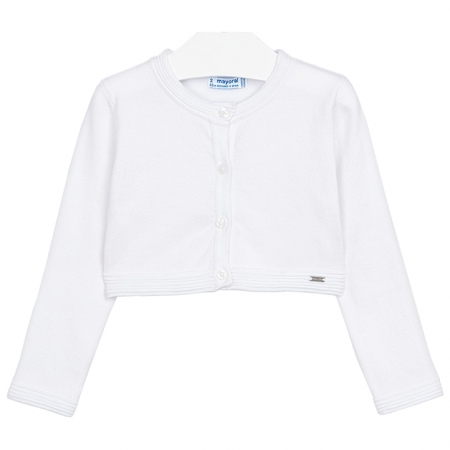 Mayoral Girls Cotton Rich White Cardigan