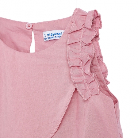 Mayoral Girls Pink Top And Pink White Long Pant Set #3