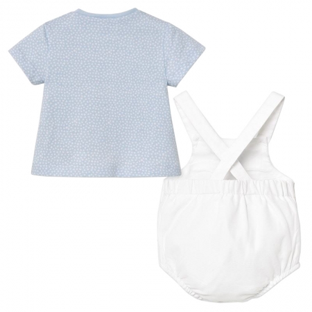 Mayoral Spring Summer Baby Boys Blue Top White Dungarees Shorts Set #3