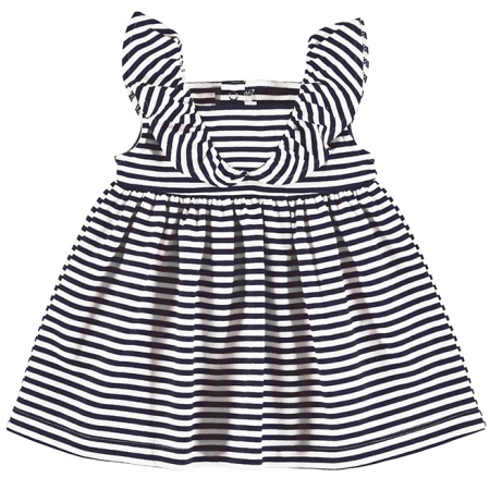 Mayoral Spring Summer Baby Girls White Navy Stripes Dress