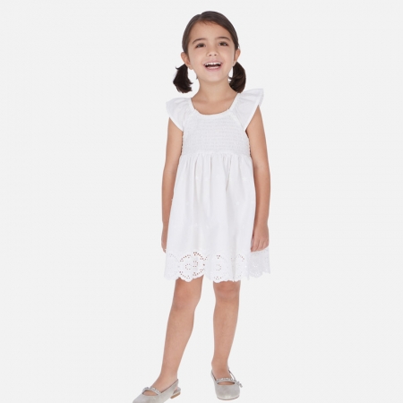 Mayoral Girls Spring Summer White Smocked Floral Dress #2