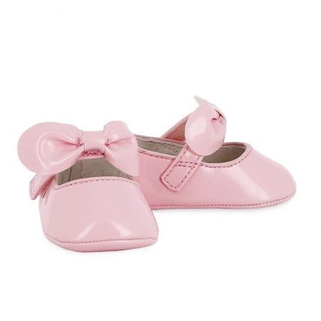 Mayoral Baby Girls Blush Pink Patent Pram Shoes With Bow