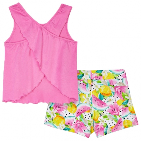Mayoral Girls Spring Summer Pink Top Multi Colour Shorts Set #3