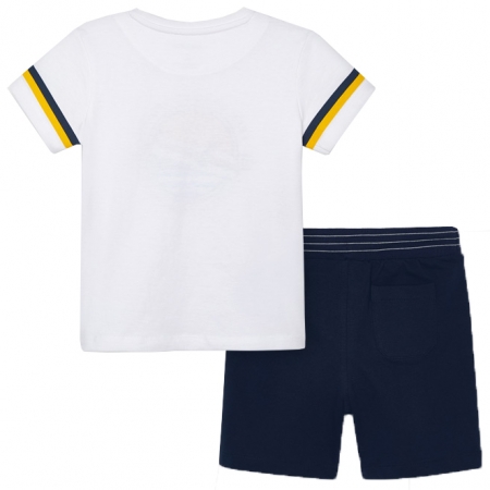 Mayoral Spring Summer Boys White T Shirts Skateboard Print Navy Shorts Set #2