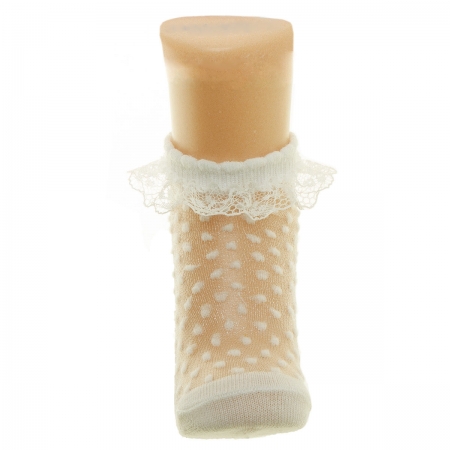 Beautiful Mayoral Baby Girls Ivory Plumeti Mesh Frilly Socks #2
