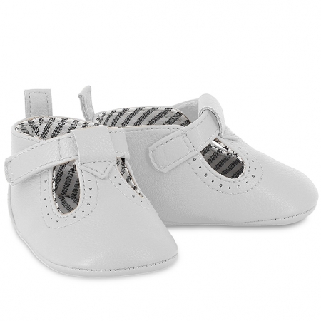 Mayoral Baby White T Bar Faux Leather Pram Shoes