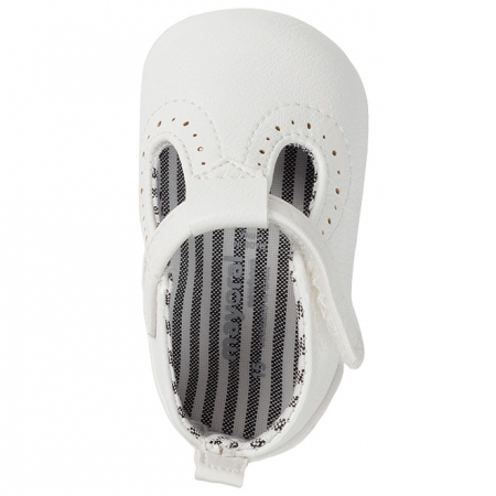 Mayoral Baby White T Bar Faux Leather Pram Shoes #4