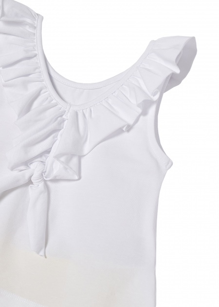 Mayoral Girls White Flowers Top Lemon Yellow Shorts Set #3