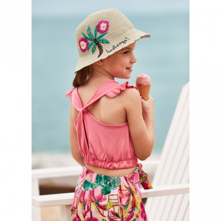 Mayoral Girls Spring Summer Flush Pink Top Floral Skort Set #2