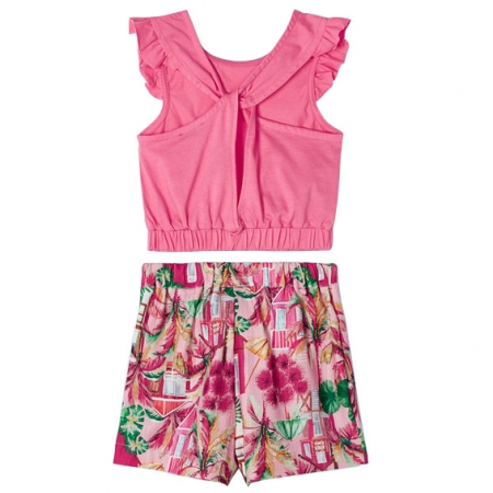 Mayoral Girls Spring Summer Flush Pink Top Floral Skort Set #4