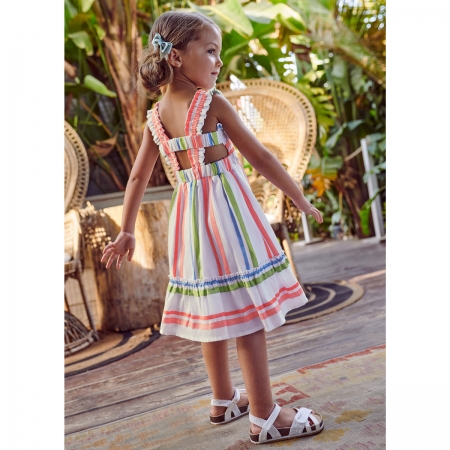 Mayoral Girls Multi Colours Stripes Summer Dress #2
