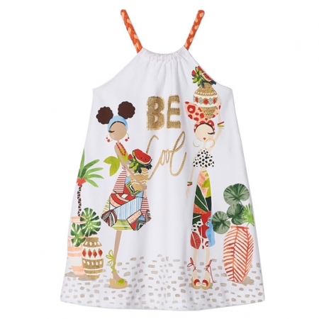 Mayoral Girls Spring Summer White Be Cool Dress #2