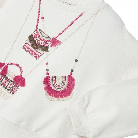 Mayoral Girls Ivory Fuchsia Purse Appliques Top Navy Leggings Set #3