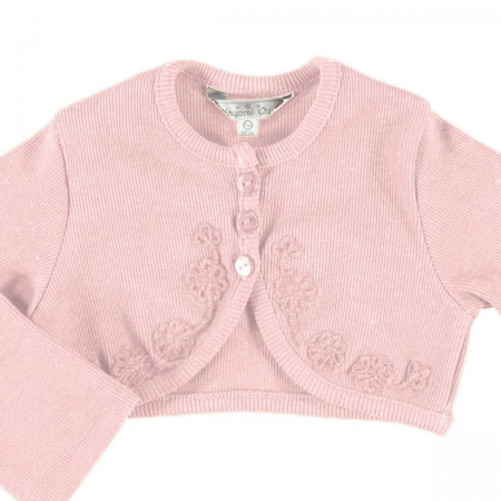 Mayoral Baby Girls Pink Bolero With Flower Trim #2