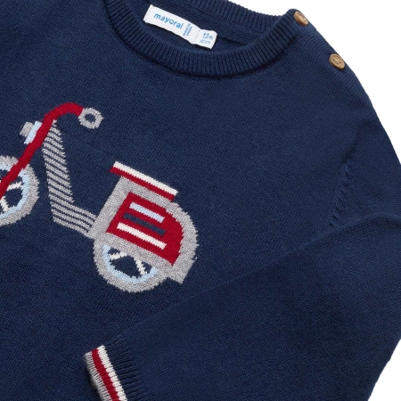 Mayoral Autumn Winter Baby Boys Navy Vespa Knitted Top Red Trousers Set #3