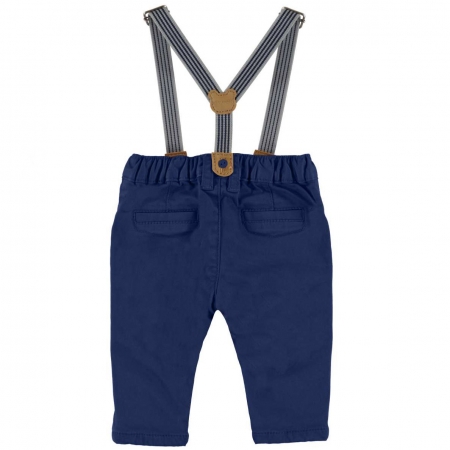 Mayoral Baby Boys Ivory Polo Bodysuit Navy Braces Trousers Set #4