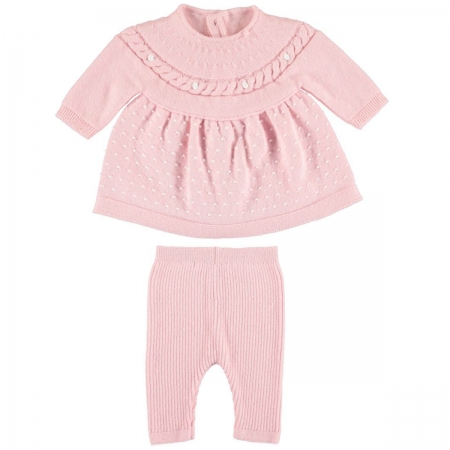 Mayoral Baby Girls Pink Knitted Dress And Leggings Set