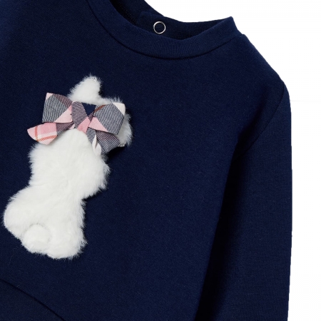 Mayoral Autumn Winter Baby Girls Navy Pink Plaid Combined Dress #3