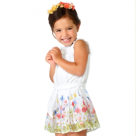 Mayoral Girls Summer White Floral Chiffon Dress #2