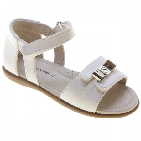 Mayoral Girls White Patent Sandals In Leather