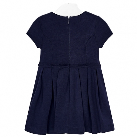 Mayoral Girls Elegant Navy Dress With Diamante Bows #3