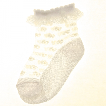 Pretty Mayoral Baby Girls Ivory Plumeti Mesh Floral Frilly Socks #3