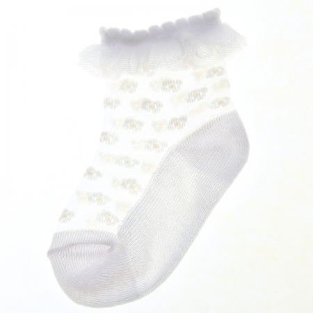Pretty Mayoral Baby Girls White Plumeti Mesh Floral Frilly Socks #3