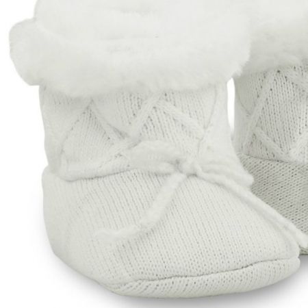 Mayoral Baby Girls Knitted Off White Ivory Fur Boots #2