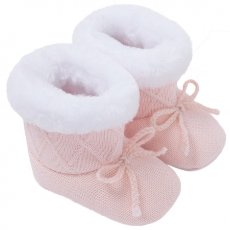 Mayoral Baby Girls Knitted Pink Fur Boots