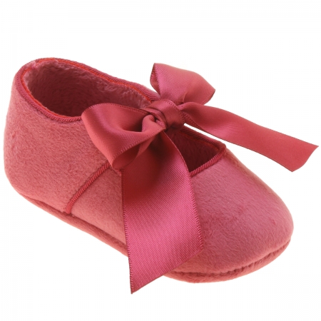 Mayoral Baby Girls Blush Pink Ribbon Velour Shoes