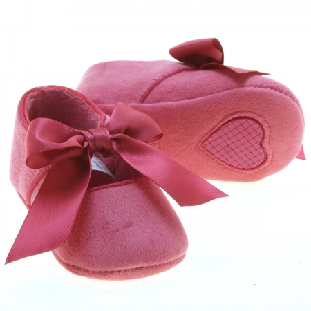 Mayoral Baby Girls Blush Pink Ribbon Velour Shoes #2