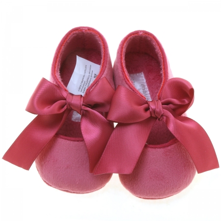 Mayoral Baby Girls Blush Pink Ribbon Velour Shoes #3